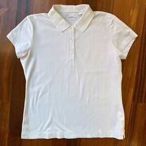 Lady Hathaway Sz L White Short Sleeved Polo Shirt